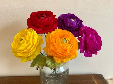Handmade Realistic Crepe Paper Flowers Mixed Colour Bunch Etsy