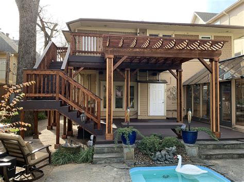 First And Second Floor Deck With Extended Pergola Rustic Deck
