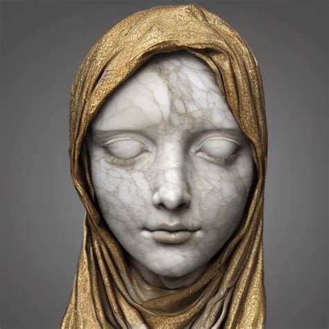 A Masterpiece Marble Sculpture Of The Veiled Virgin Stable Diffusion