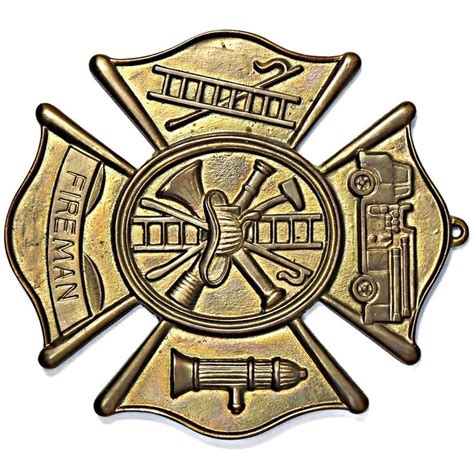 Fireman Maltese Cross Plaque Cast Brass Wall Decor Etsy Firemen