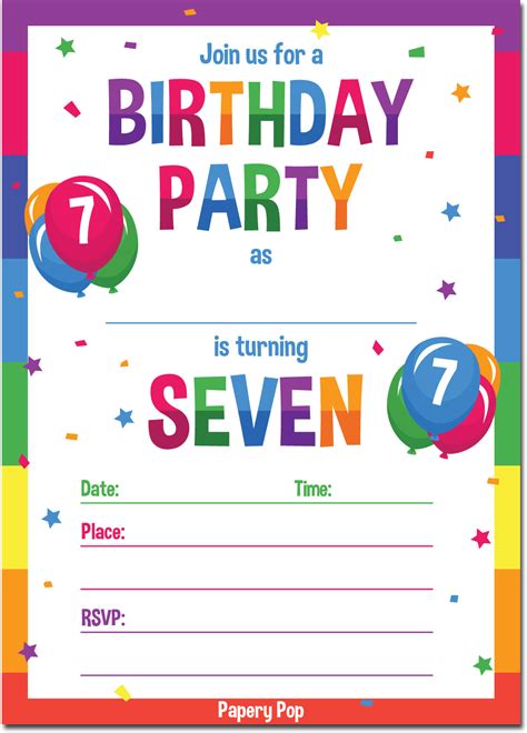 Free Printable 7 Year Old Birthday Party Invitations
