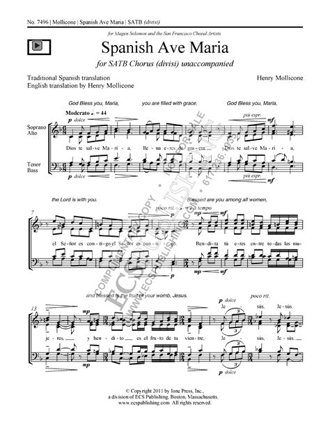 Spanish Ave Maria Satb By Jw Pepper Sheet Music