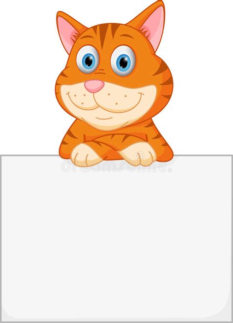 Female cats who haven't been spayed will go into heat in a cyclical fashion. Cute Cat Cartoon Holding Sign Stock Vector - Illustration ...