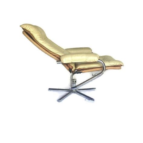 Both pieces have broad wooden feet. Mid Century Modern Chrome & Leather Recliner Chair and ...