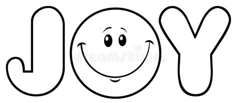 Black And White Joy With Smiley Face Cartoon Character Editorial Stock