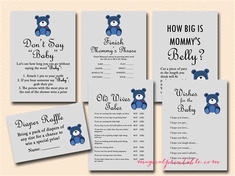 Teddy Bear Baby Shower Game Pack Magical Printable