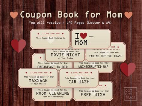 Acts Of Service Printable Coupon Book For Moms Mothers Day Ts Based On Love Language