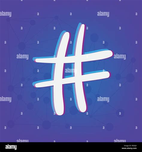 Hashtag Sign Isolated Number Symbol Glitch Chromatic Aberration