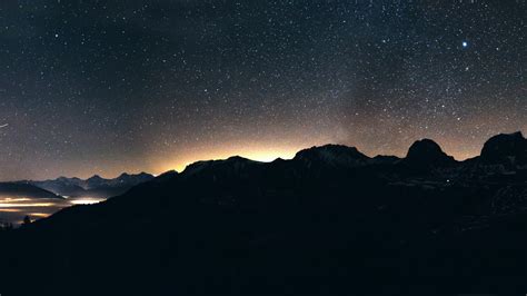 Wallpaper Night Sky Mountains 8k Nature 17040