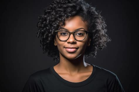 Premium Ai Image Girl With Afro Hair And Glasses Looking At The