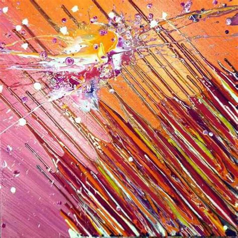 (art, uncountable) a genre of modern art in which the paint is dribbled, splashed or poured onto the canvas to obtain a spontaneous and totally abstract image. Pin op schilderen
