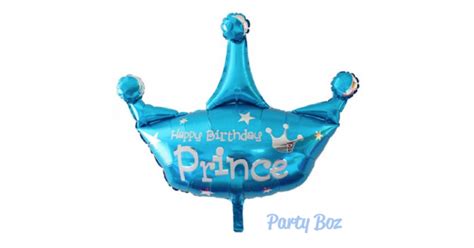 Party Boz 藍色happy Birthday Prince皇冠氣球