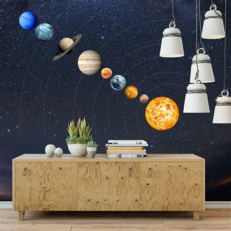 9 Planet Solar System Pattern Luminous Wall Sticker Home Wall