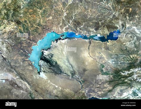 Lake Balkhash Kazakhstan True Colour Satellite Image True Colour
