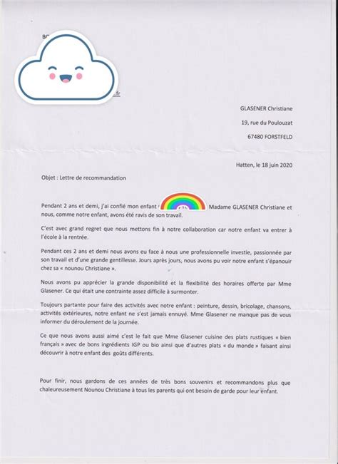 LETTRES DE RECOMMANDATION  assistante maternelle agréée  Le blog de