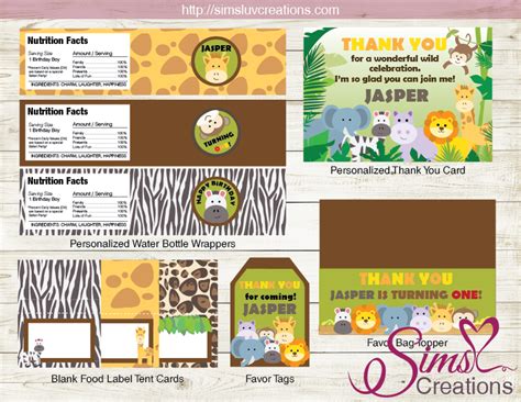 Safari Animals Party Printable Kit Jungle Party Printables Sims Luv