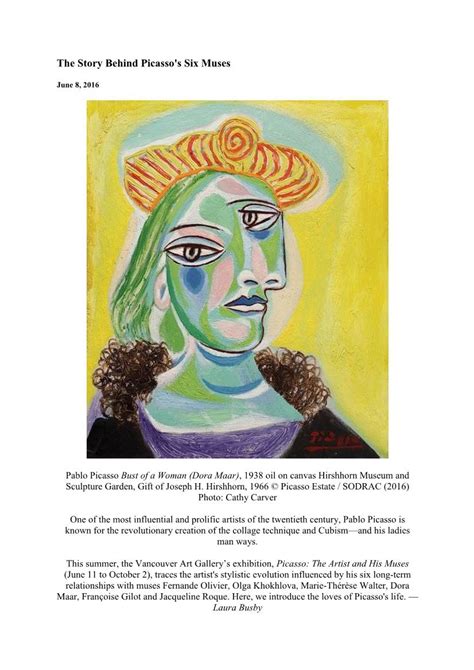 The Story Behind Picasso S Six Muses DocsLib