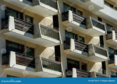 Apartment Building Front Facade With Balconies Stock Image Image Of