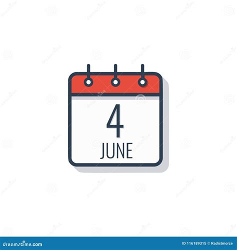 Calendar Day Icon Isolated On White Background Fourth Of June Stock