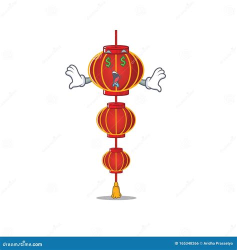 Lampion Chinesische Laterne Mit Money Cartoon Stil Vektor Abbildung