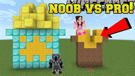 Minecraft Noob Vs Pro Build Battle With 3 Blocks Mini Game