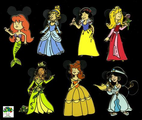 Disney Pin Princess Kids Lot Ariel Tiana Belle Aurora Snow Cinderella
