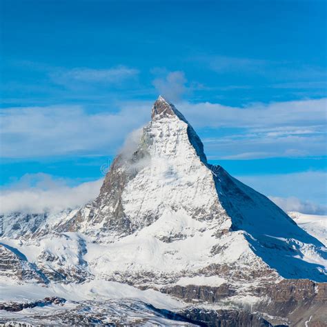 The Matterhorn Peak And Mountain Range View From Zermatt Switzerland In