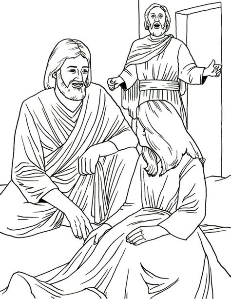 Jesus Raises Jairuss Daughter From The Dead Bible Coloring Page