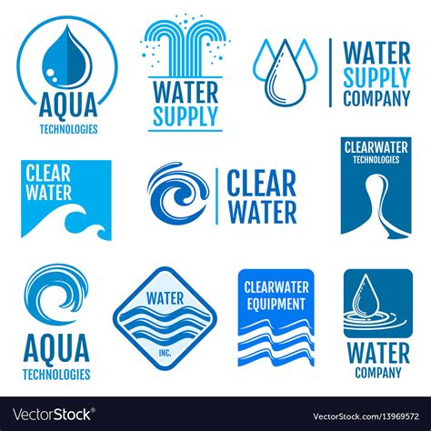 Fresh Water Logos And Labels Set With Aqua Vector Image