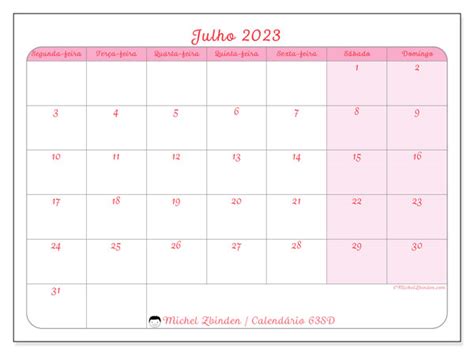 Calendário De Julho De 2023 Para Imprimir “502sd” Michel Zbinden Br