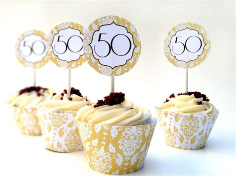 Instant Download 50th Anniversary DIY Cupcake by whirligigspartyco 50th