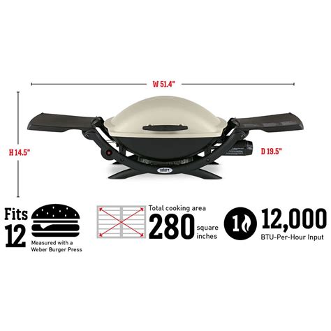 Weber Q2000 Portable Propane Gas Grill With Side Tables Web 53060001