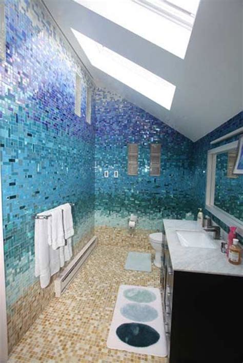 40 Blue Glass Mosaic Bathroom Tiles Tile Ideas And Pictures