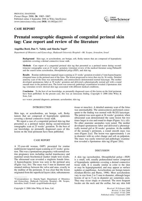 Pdf Prenatal Sonographic Diagnosis Of Congenital Perineal Skin Tag