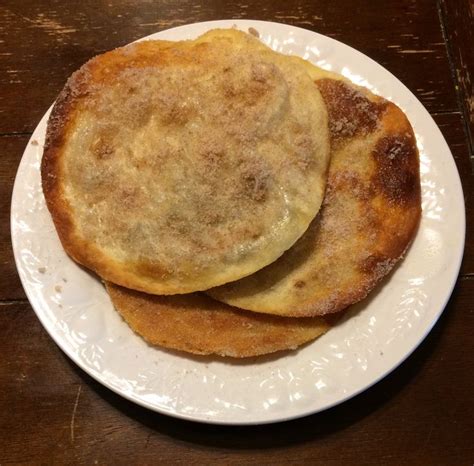 Heat a large skillet to medium low. This is my recipe it's fried tortillas with cinnamon and ...