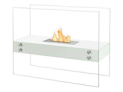 Vitrum H White Freestanding Ventless Ethanol Fireplace Freestanding