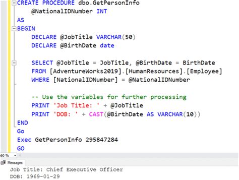 SQL Declare Variable Code Examples