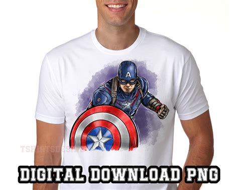 Captain America Png File Sublimation Superhero Clipart Etsy