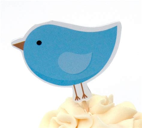 Bird Party Set Of 12 Blue Birdie Cupcake Toppers By The Birthday