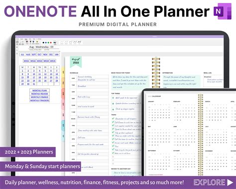 Onenote Digital Planner 2022 2023 Ipad Windows Samsung Etsy