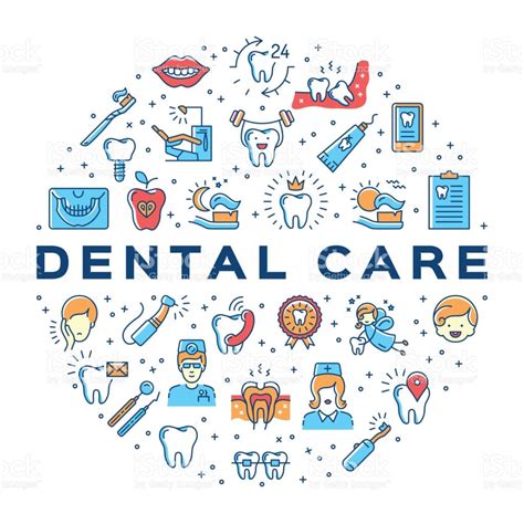 Dental Care Circle Infographics Stomatology Icon Colorful Dentistry