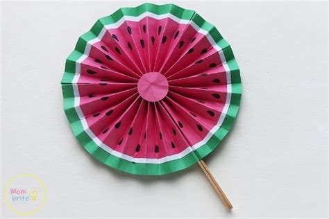 Watermelon Paper Fan Craft For Kids