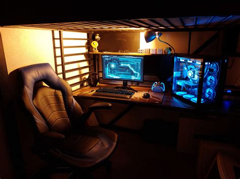 Another View Of My Cozy Little Bunk Bed Battlestation Attic Bedroom