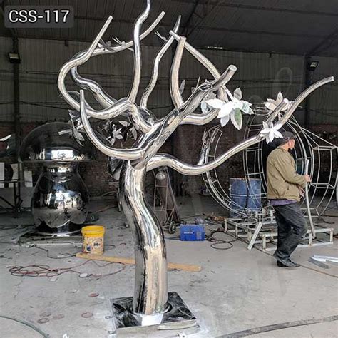 Large Outdoor Modern Metal Stainless Steel Tree Sculpture For Sale Css