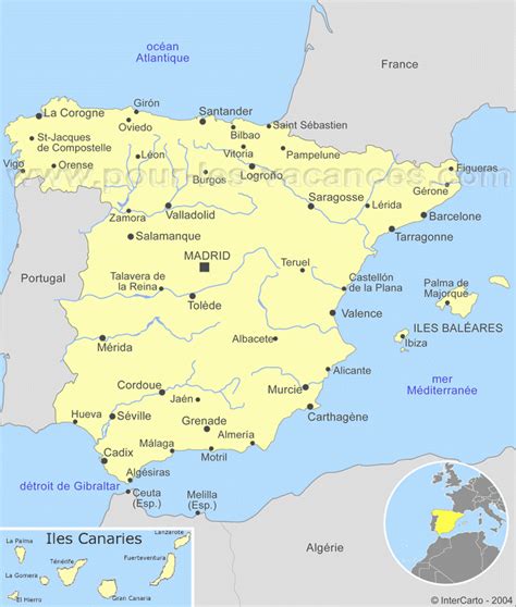 L'espagne est un pays européen frontalier avec la france et le portugal. Carte Espagne Costa - Images » Vacances - Guide Voyage