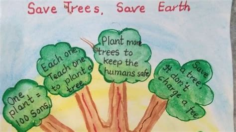 How To Draw Poster On Save Tree Save Life पेड़ लगाओ जीवन बचाओ Youtube
