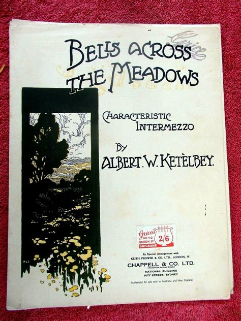 Bells Across The Meadows Intermezzo By Awketelbey Vintage Sheet Music