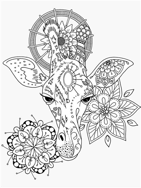 Giraffe And Mandalas Sticker By Mfc Creations Redbubble