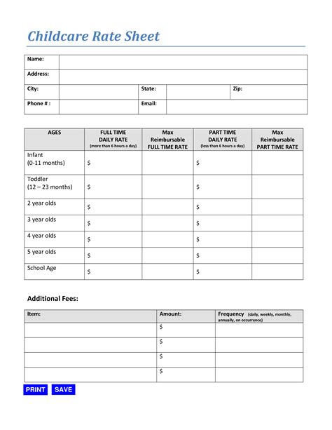 Childcare Rate Sheet - How to create a Childcare Rate Sheet? Download this Childcare Rate Sheet ...