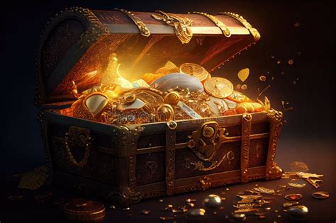 Treasure Chest Overflowing With Gold Coins And Jewels Stock Image